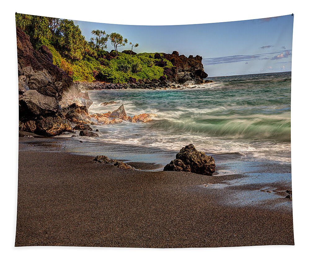 Maui Tapestry featuring the photograph Black Sand Beach Maui by Shawn Everhart
