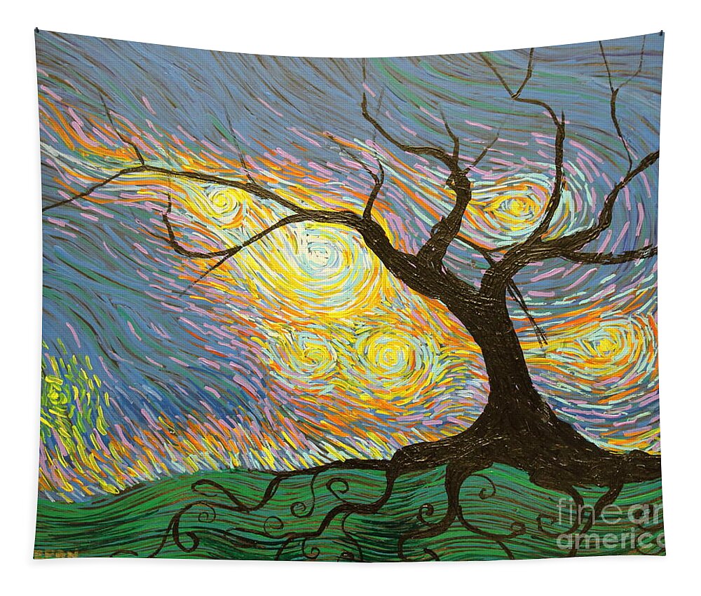 Squiggles Tapestry featuring the painting Blacker Than Night by Stefan Duncan