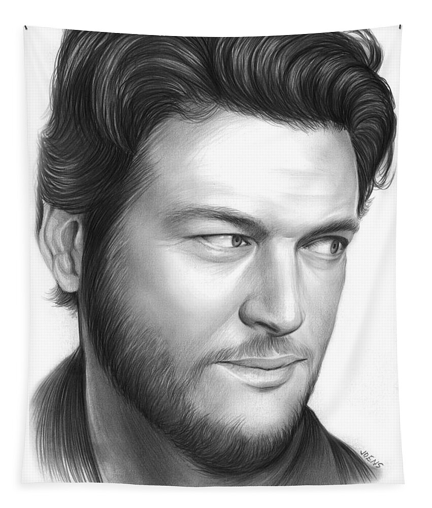 Celebrity Tapestry featuring the drawing Blake Shelton by Greg Joens
