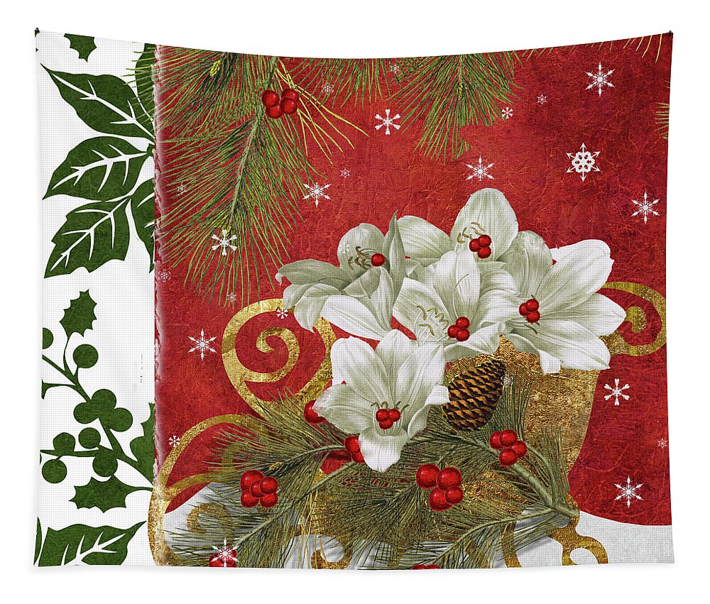 Christmas Tapestry featuring the painting Blooming Christmas II by Mindy Sommers