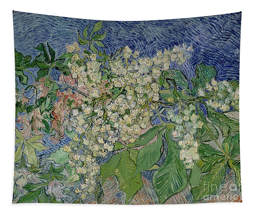 Blossoming Tapestry featuring the painting Blossoming Chestnut Branches by Vincent Van Gogh