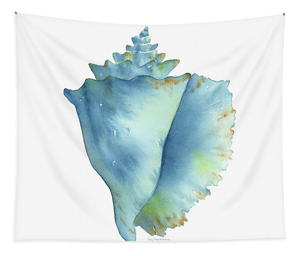 Conch Shell Tapestry featuring the painting Blue Conch Shell by Amy Kirkpatrick