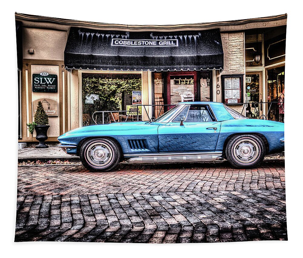 2016 Tapestry featuring the photograph Blue Corvette by Wade Brooks