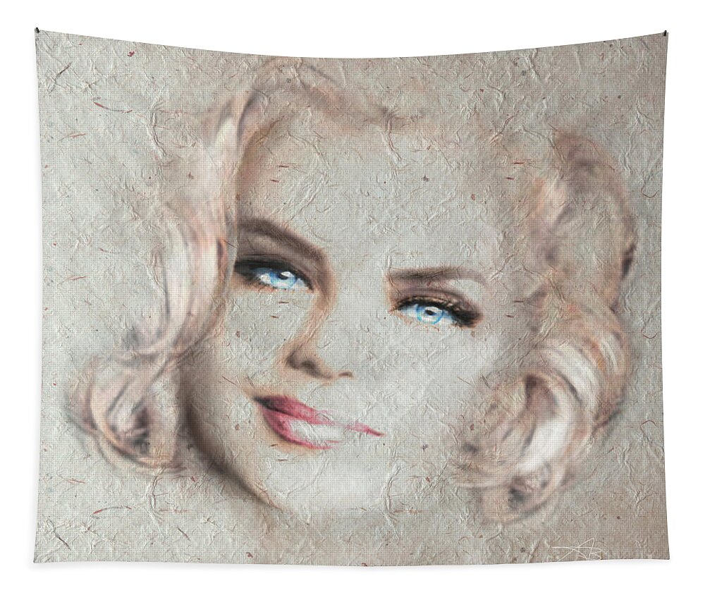 Portrait Tapestry featuring the painting Blue Eyes Blond Soft by Angie Braun