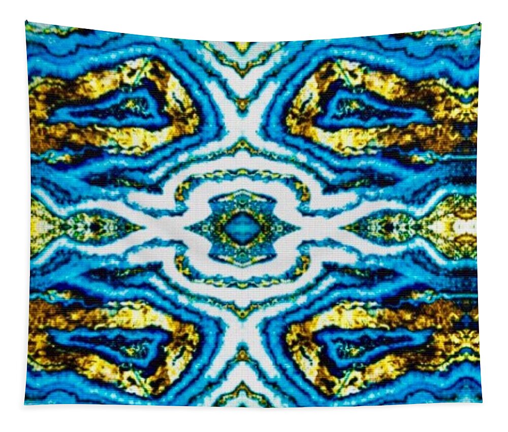 Geode Tapestry featuring the mixed media Blue Geode by Jennifer Lake