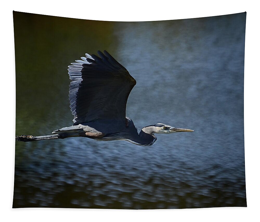 Great Blue Heron Tapestry featuring the photograph Blue Heron Skies by Saija Lehtonen