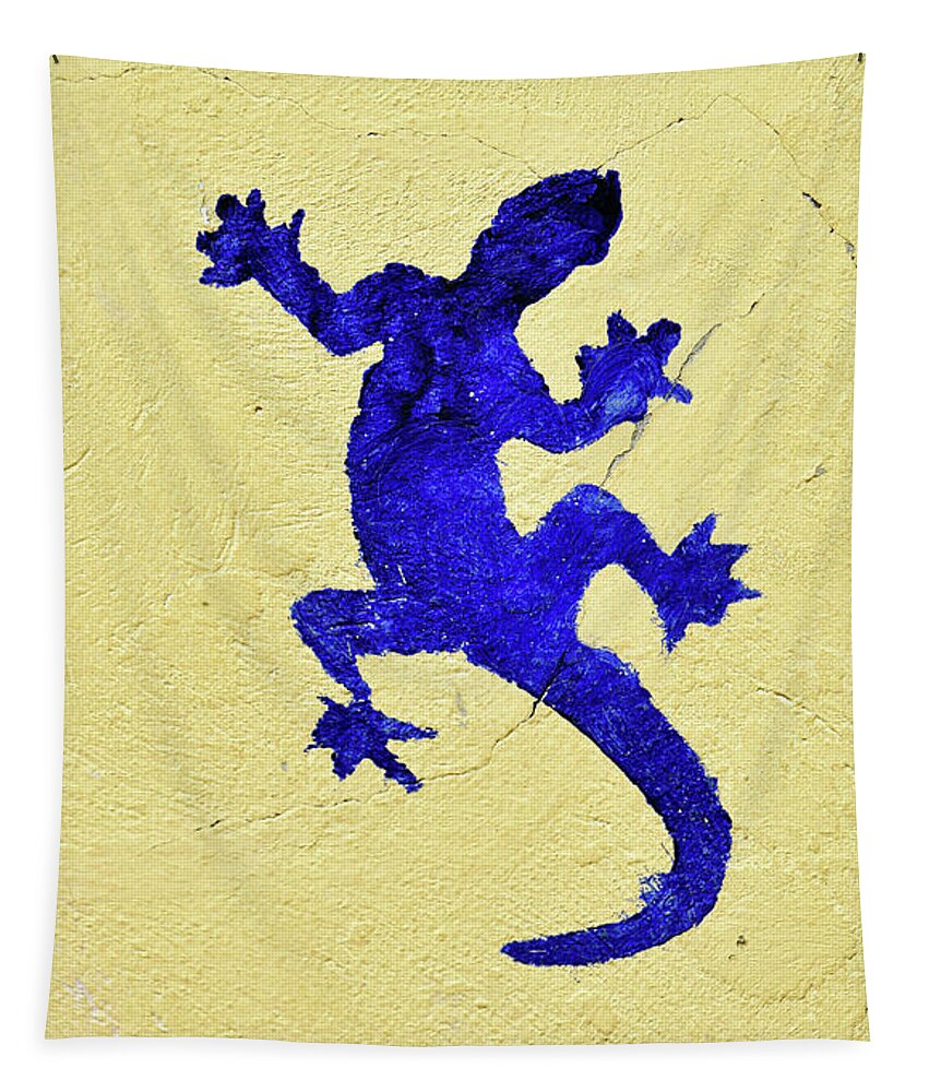 Blue Lizard Tapestry featuring the photograph Blue Lizard by Sandy Taylor