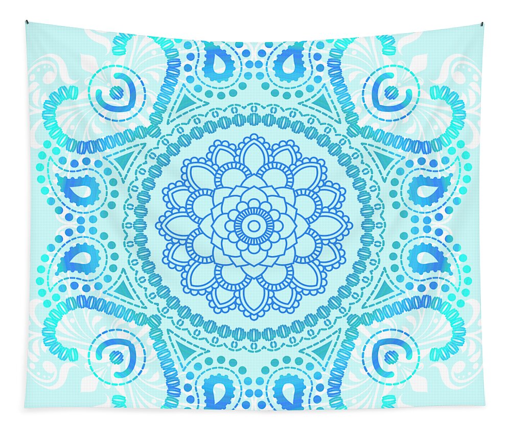 Blue Tapestry featuring the painting Blue Lotus Mandala by Tammy Wetzel
