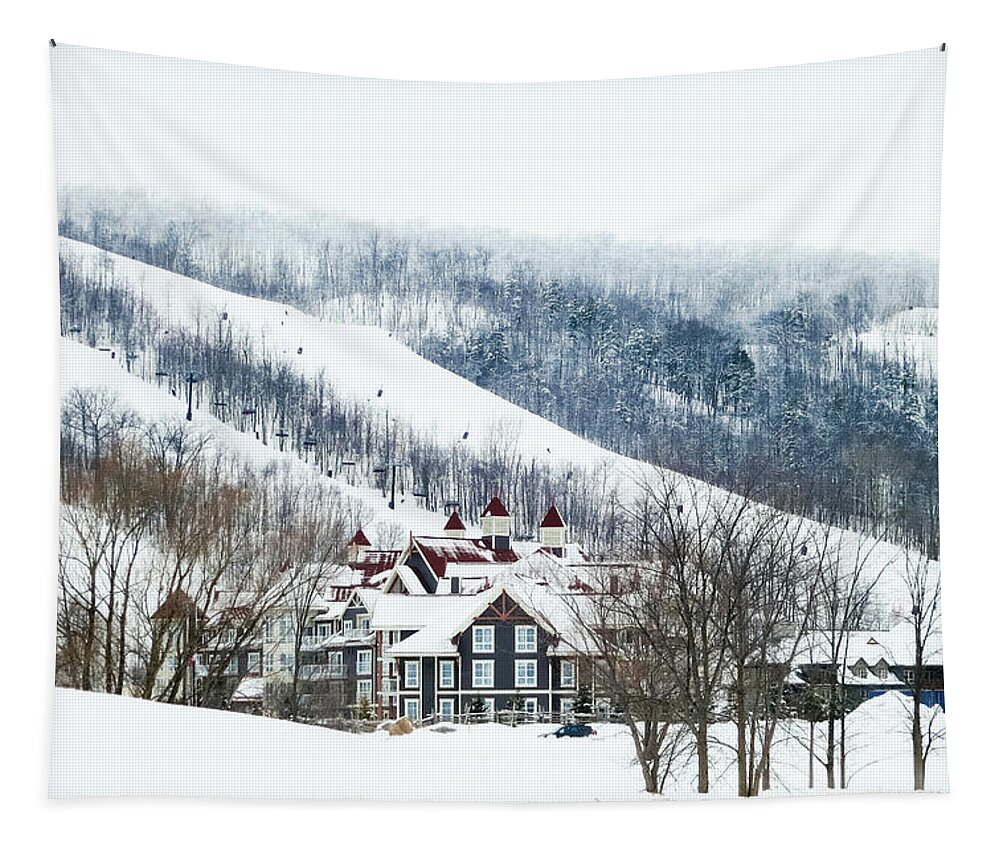 Blue Mountain Tapestry featuring the photograph Blue Mountain Ski Resort by Tatiana Travelways