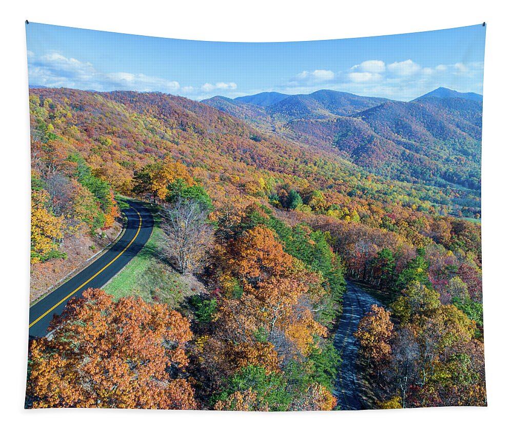 Blue Ridge Parkway Tapestry featuring the photograph Blue Ridge Parkway Fall Colors 3 by Star City SkyCams