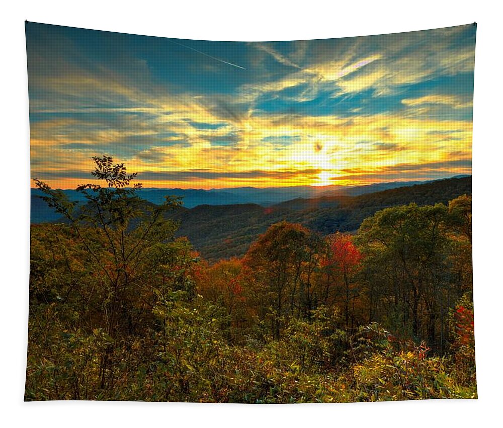Carol R Montoya Tapestry featuring the photograph Blue Ridge Sunsets by Carol Montoya