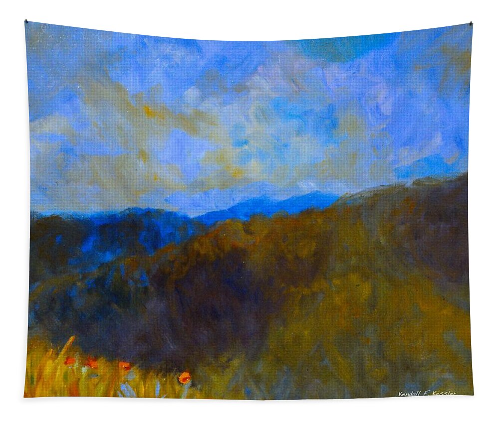Blue Ridge Mountains Tapestry featuring the painting Blue Ridge Swirl by Kendall Kessler