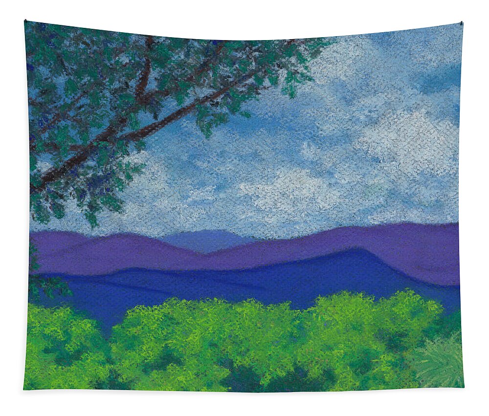 Mountains Tapestry featuring the pastel Blue Ridges 4 by Anne Katzeff