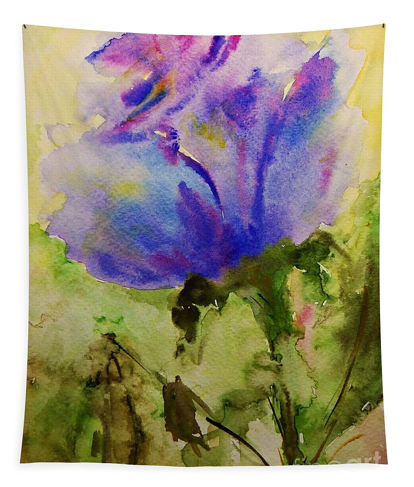 Rose Tapestry featuring the painting Blue Rose Watercolor by Amalia Suruceanu