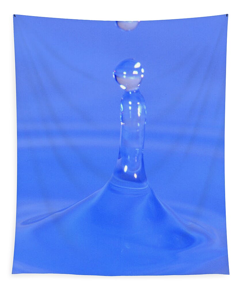 Water Tapestry featuring the photograph Blue Waterdrop by Heiko Koehrer-Wagner