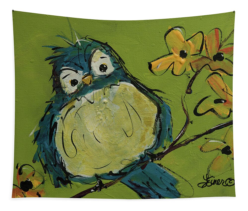 Bird Tapestry featuring the painting Bluebird of Happiness by Terri Einer