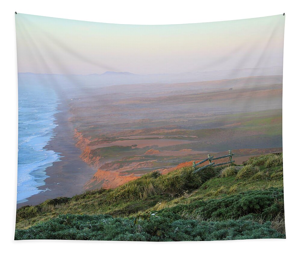 Bluffs And South Beach Tapestry featuring the photograph Bluffs and South Beach Point Reyes by Bonnie Follett