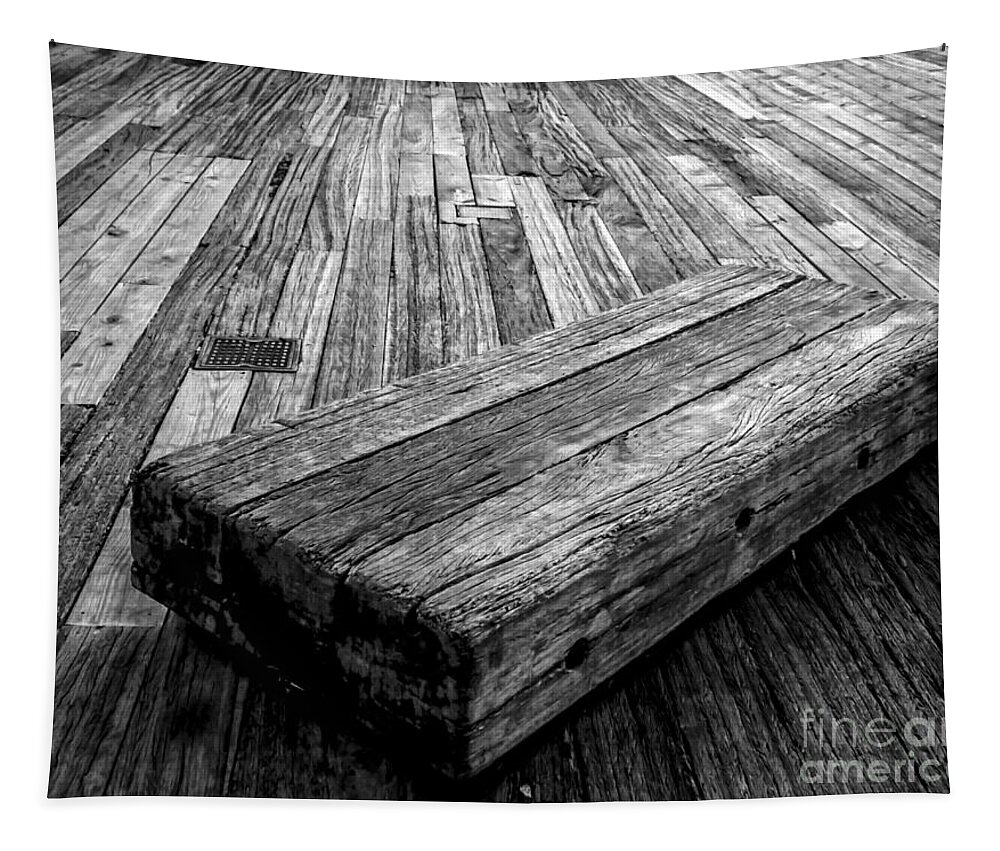 Boardwalk Tapestry featuring the photograph Boardwalk and Bench by James Aiken