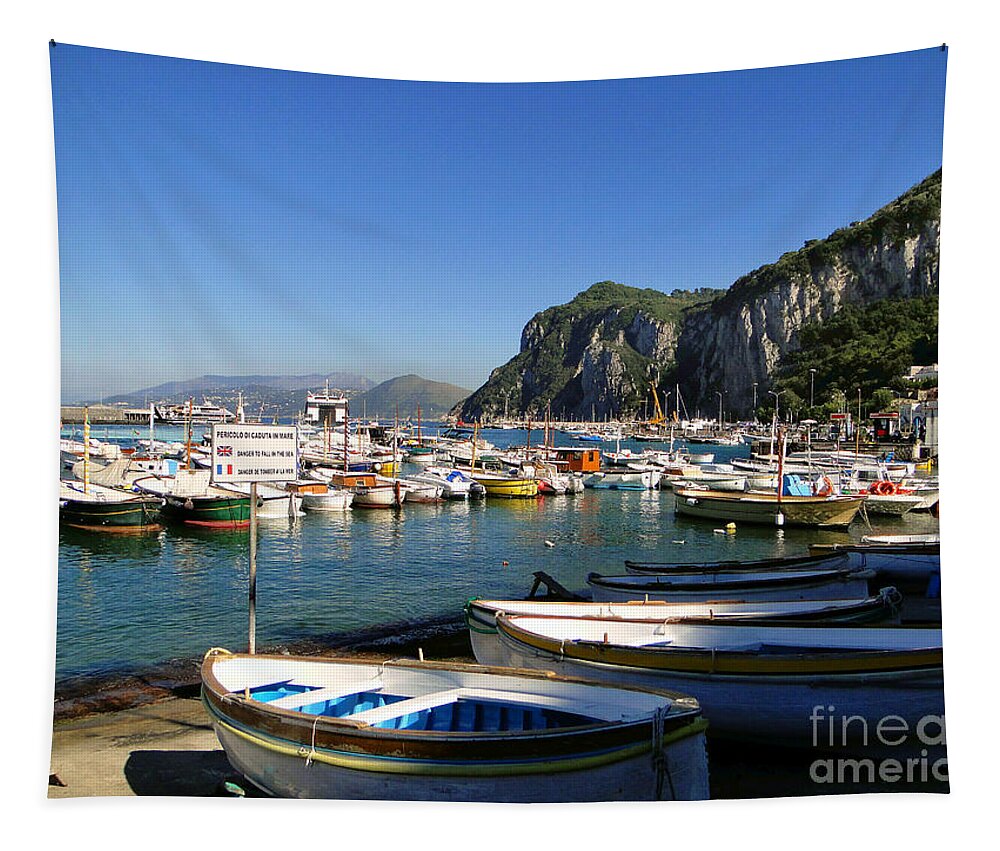 Italy Tapestry featuring the photograph Boats in the Harbor by Sue Melvin