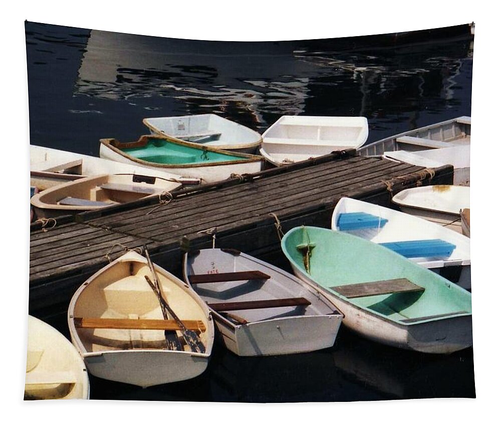 Small Boats Tapestry featuring the photograph Boats in waiting by John Scates