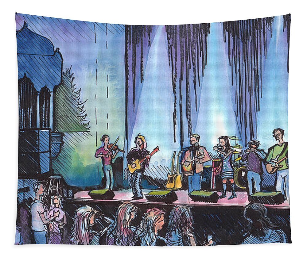 Bob Tapestry featuring the painting Bob Dylan Tribute Show by David Sockrider