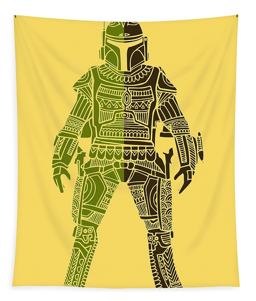 Boba Tapestry featuring the mixed media Boba Fett - Star Wars Art, Green 03 by Studio Grafiikka