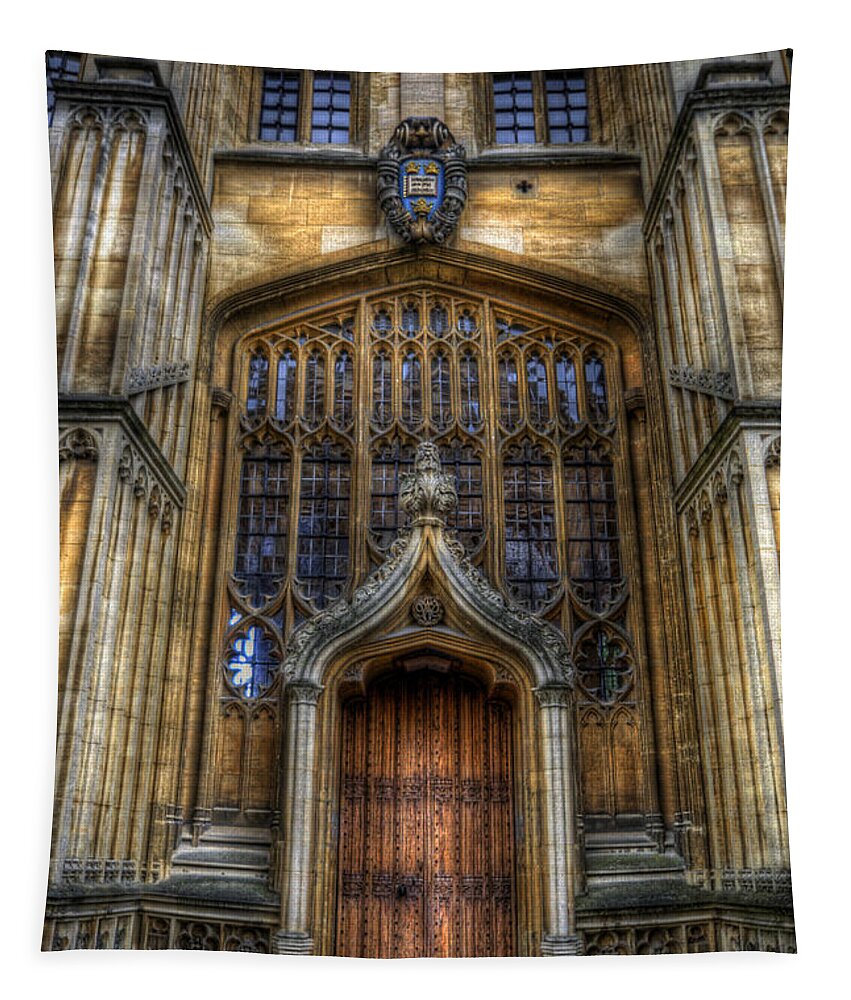 Yhun Suarez Tapestry featuring the photograph Bodleian Library Door - Oxford by Yhun Suarez