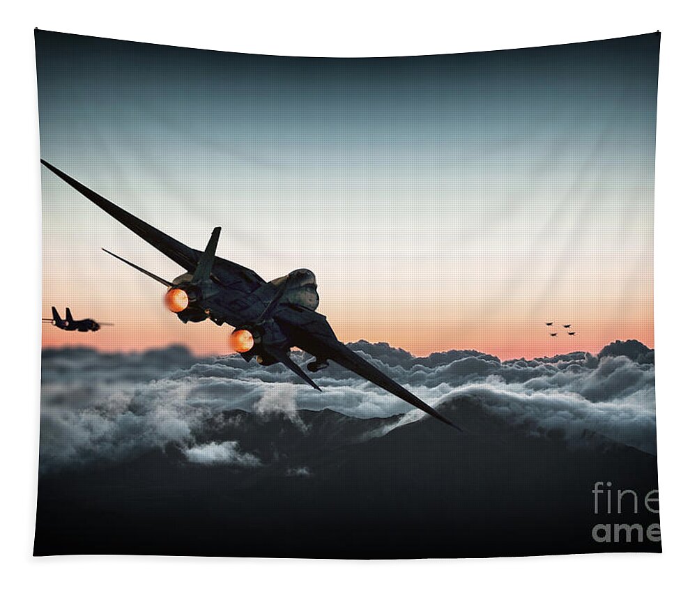F14 Tapestry featuring the digital art Bogies 1'Oclock by Airpower Art