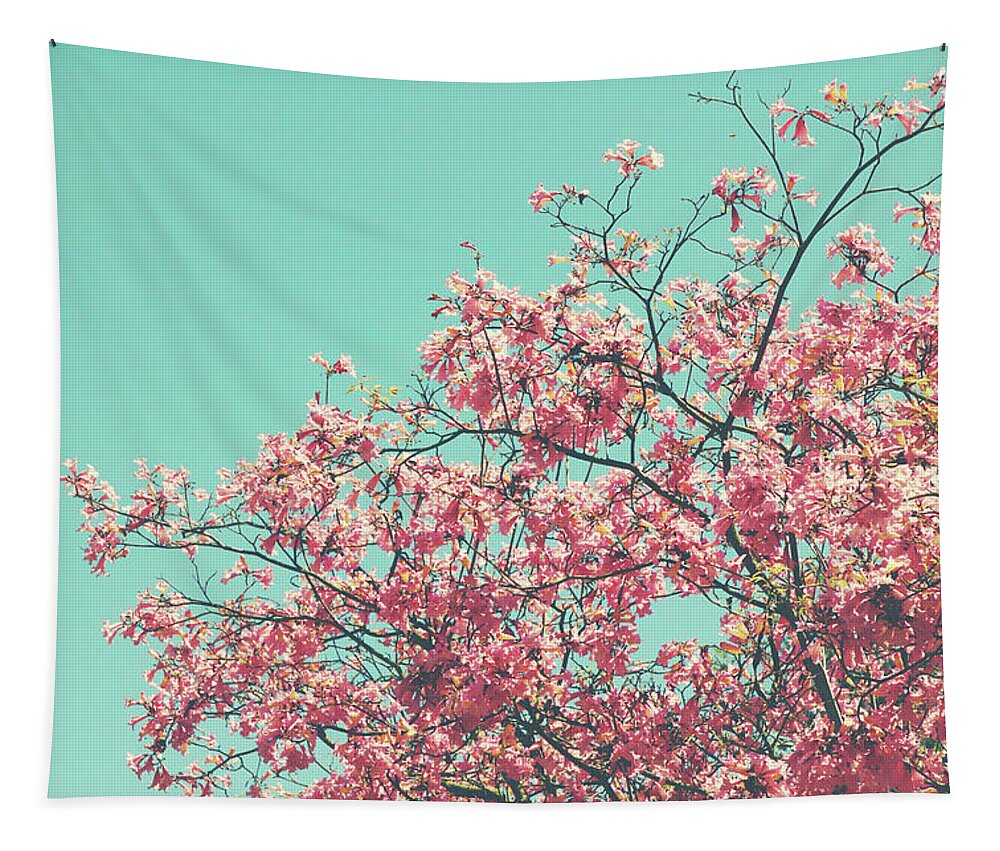 Pink Tapestry featuring the photograph Boho Cherry Blossom 2- Art by Linda Woods by Linda Woods