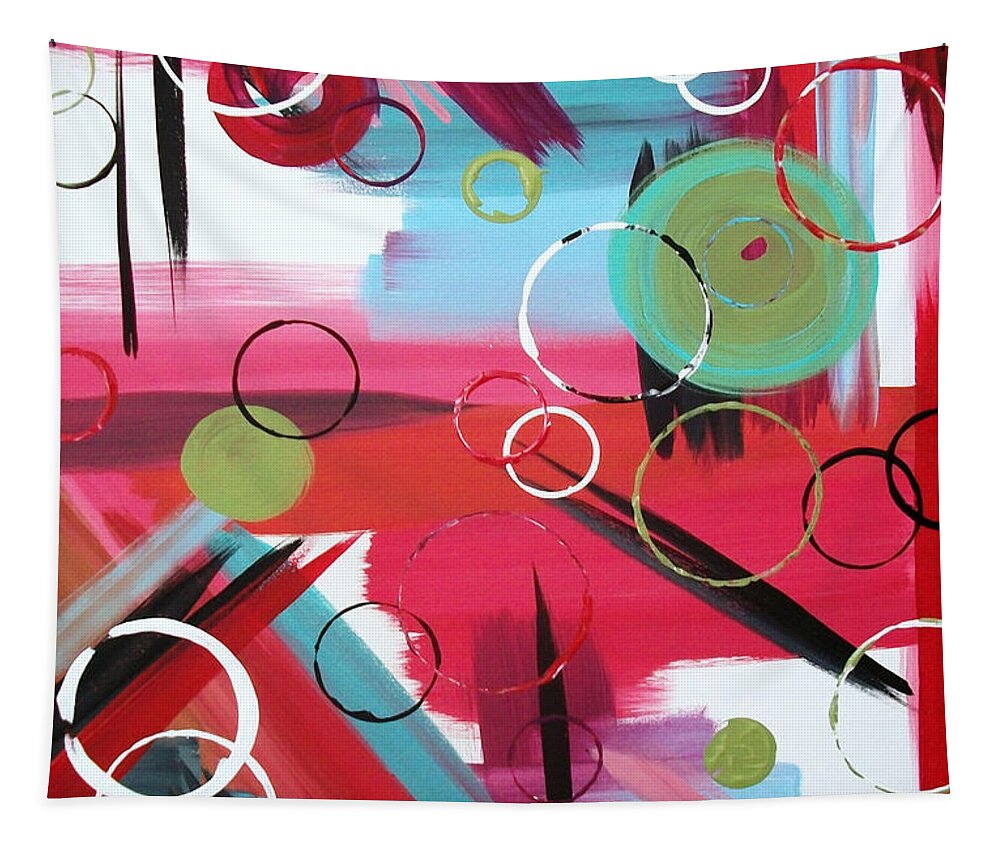 Red Geometric Tapestry featuring the painting Bold Whimsy by Jilian Cramb - AMothersFineArt
