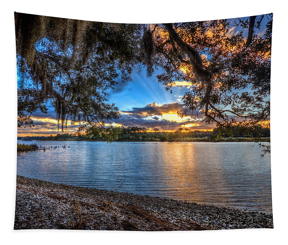 Bon Secour Tapestry featuring the photograph Bon Secour River Under Tree by Michael Thomas