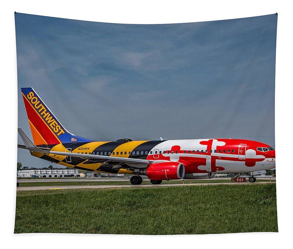 737 Tapestry featuring the photograph Boeing 737 Maryland by Guy Whiteley