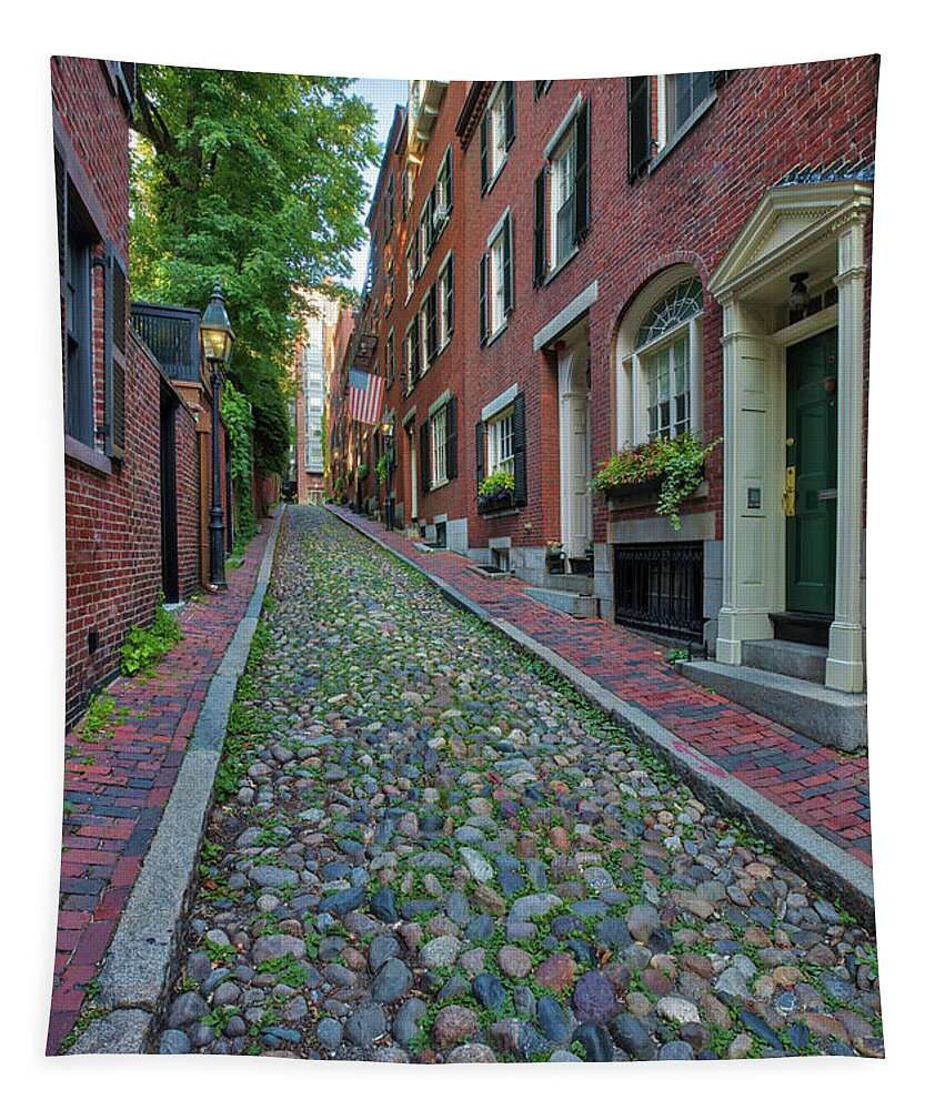 Acorn Street Tapestry featuring the photograph Boston Beacon Hill Acorn Street by Juergen Roth