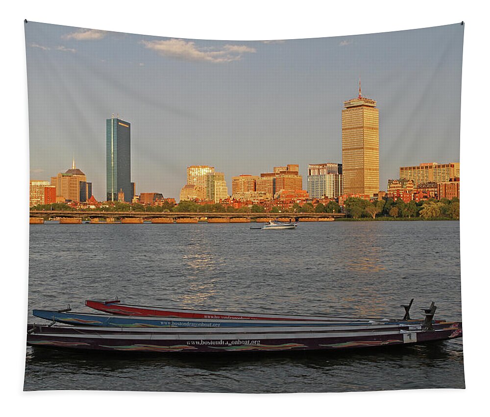 Boston Tapestry featuring the photograph Boston Dragon Boats by Juergen Roth