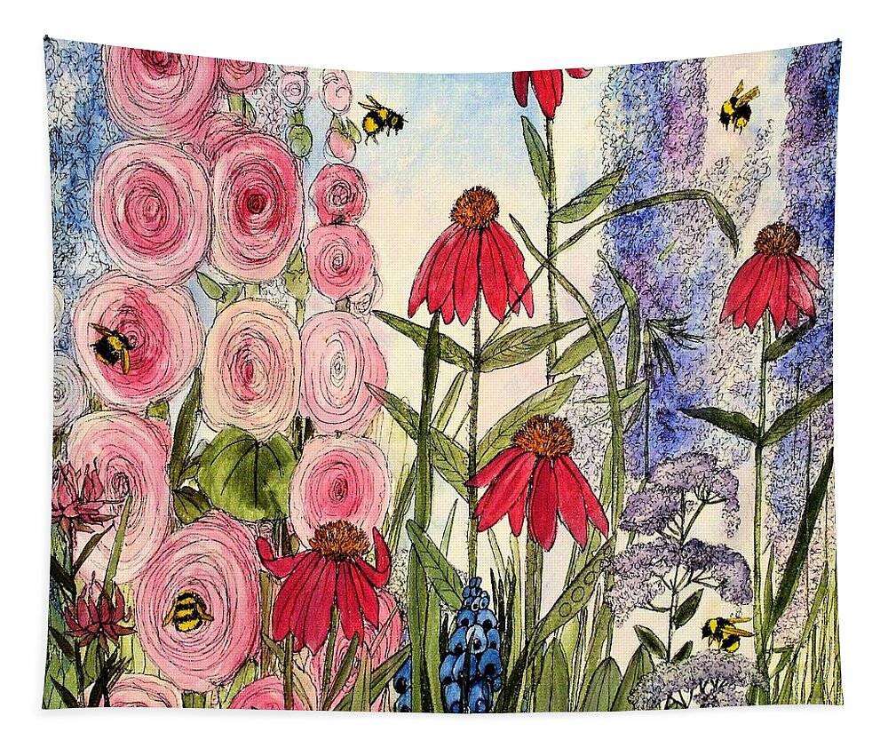 Flowers Tapestry featuring the painting Botanical Wildflowers by Laurie Rohner