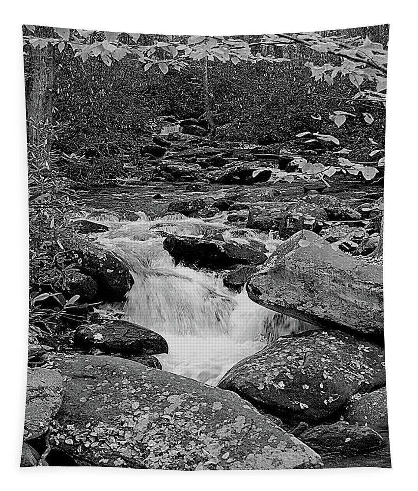 Rocks Tapestry featuring the digital art Boulder Creek by DigiArt Diaries by Vicky B Fuller