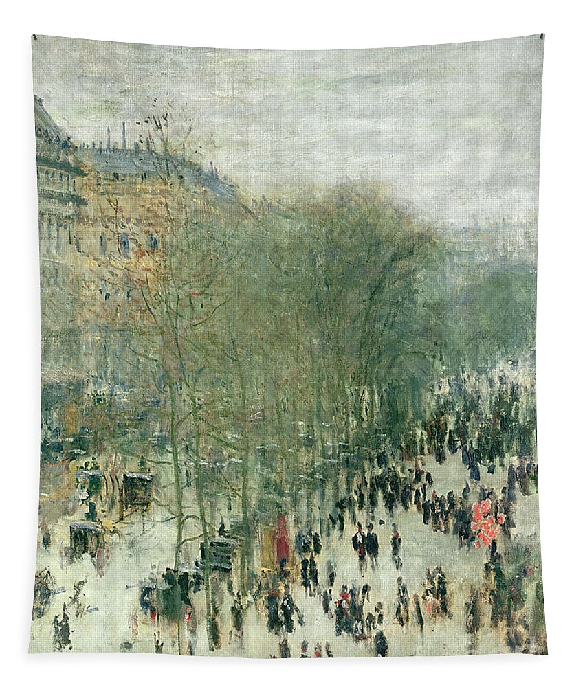 Boulevard Tapestry featuring the painting Boulevard des Capucines by Claude Monet