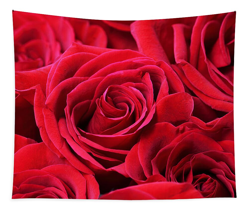 Roses Tapestry featuring the photograph Bouquet of Red Roses by Peggy Collins