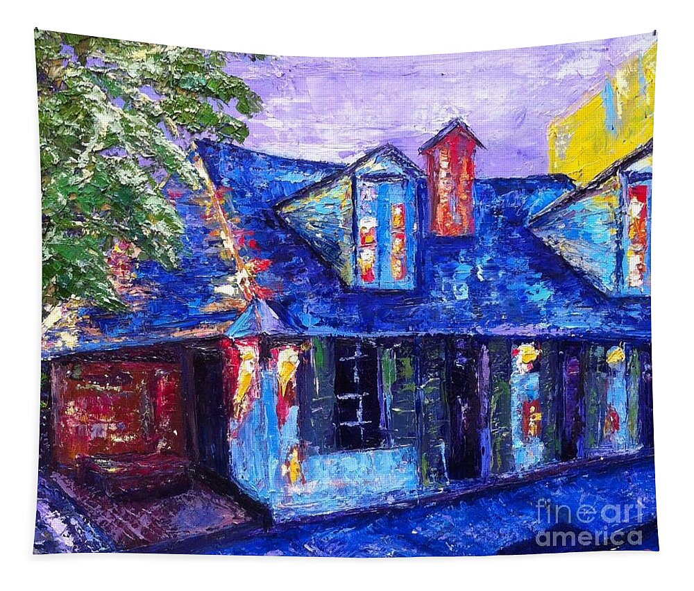 New Orleans Tapestry featuring the painting Bourbon and St. Philip by Beverly Boulet