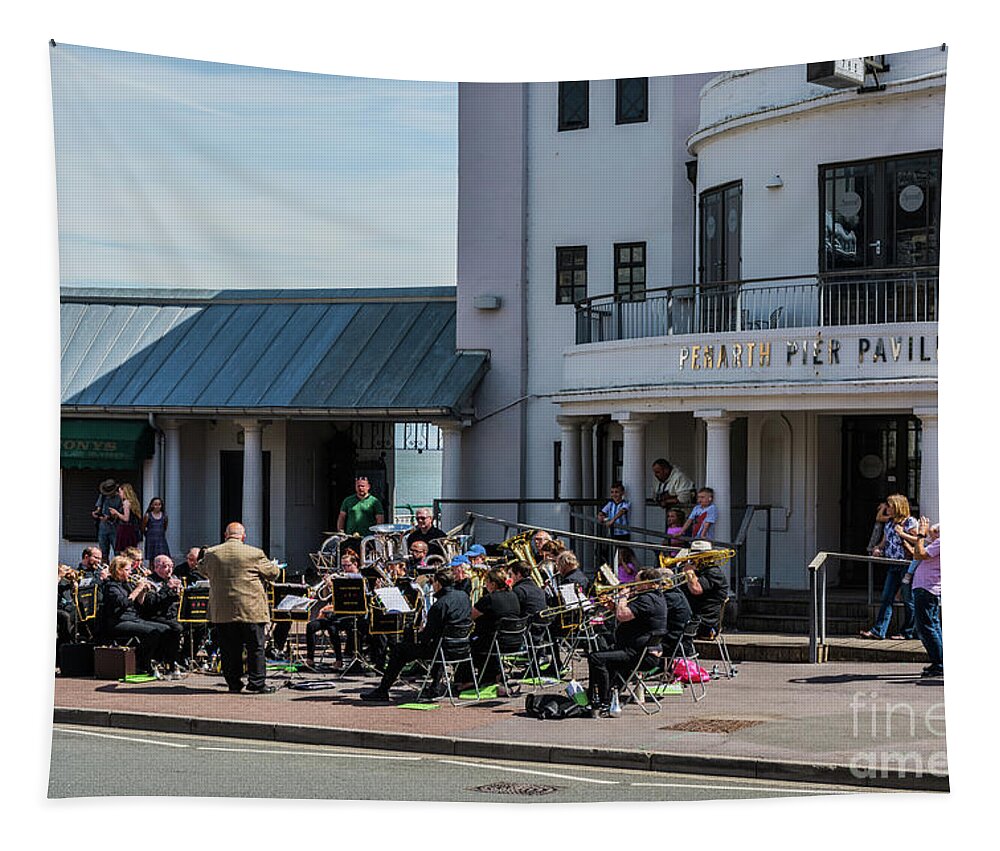 Vale Of Glamorgan Brass Band Tapestry featuring the photograph Brass Band At The Pier by Steve Purnell