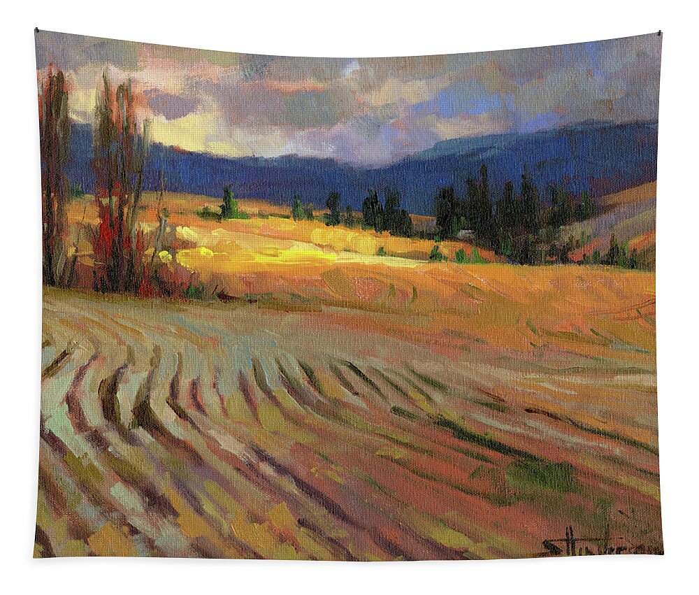 Country Tapestry featuring the painting Break in the Weather by Steve Henderson