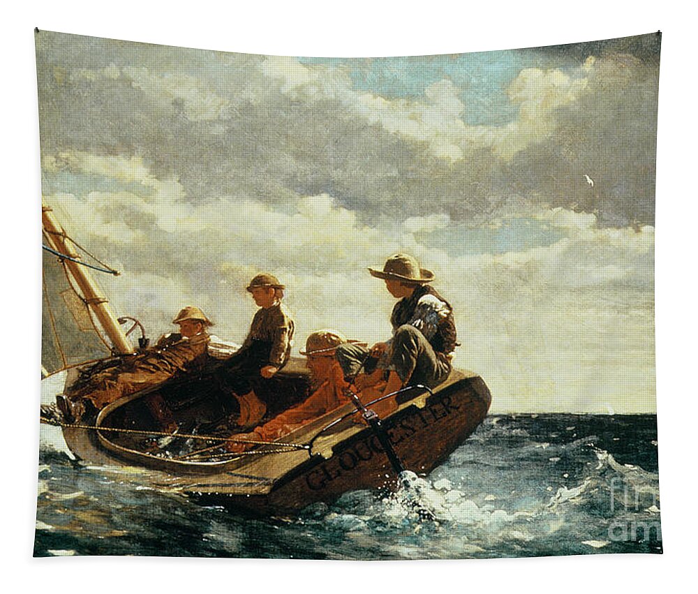 Breezing Up Tapestry featuring the painting Breezing Up by Winslow Homer