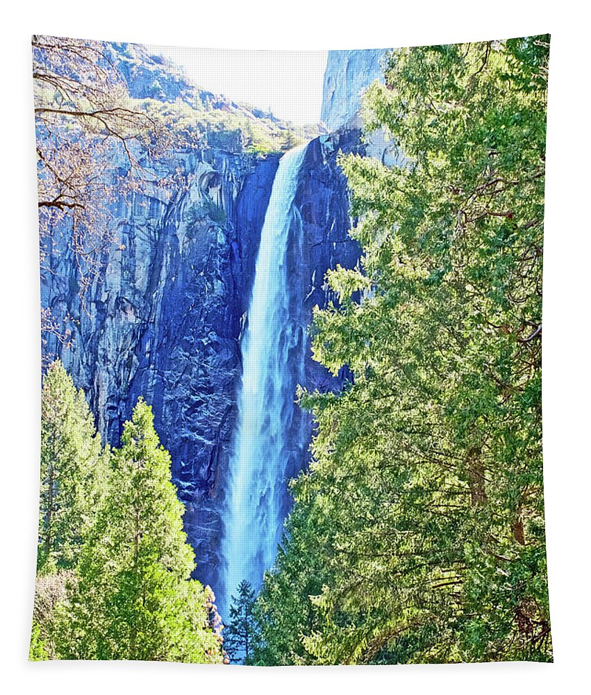 Bridalveil Falls In Yosemite Valley In Yosemite National Park Tapestry featuring the photograph Bridalveil Falls in Yosemite Valley Yosemite National Park, California by Ruth Hager