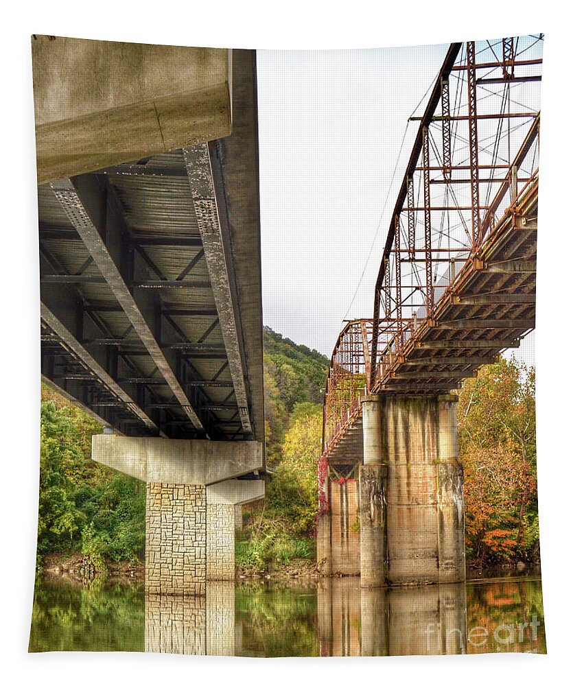 Bridge Tapestry featuring the photograph Bridges - Old and New by Kerri Farley