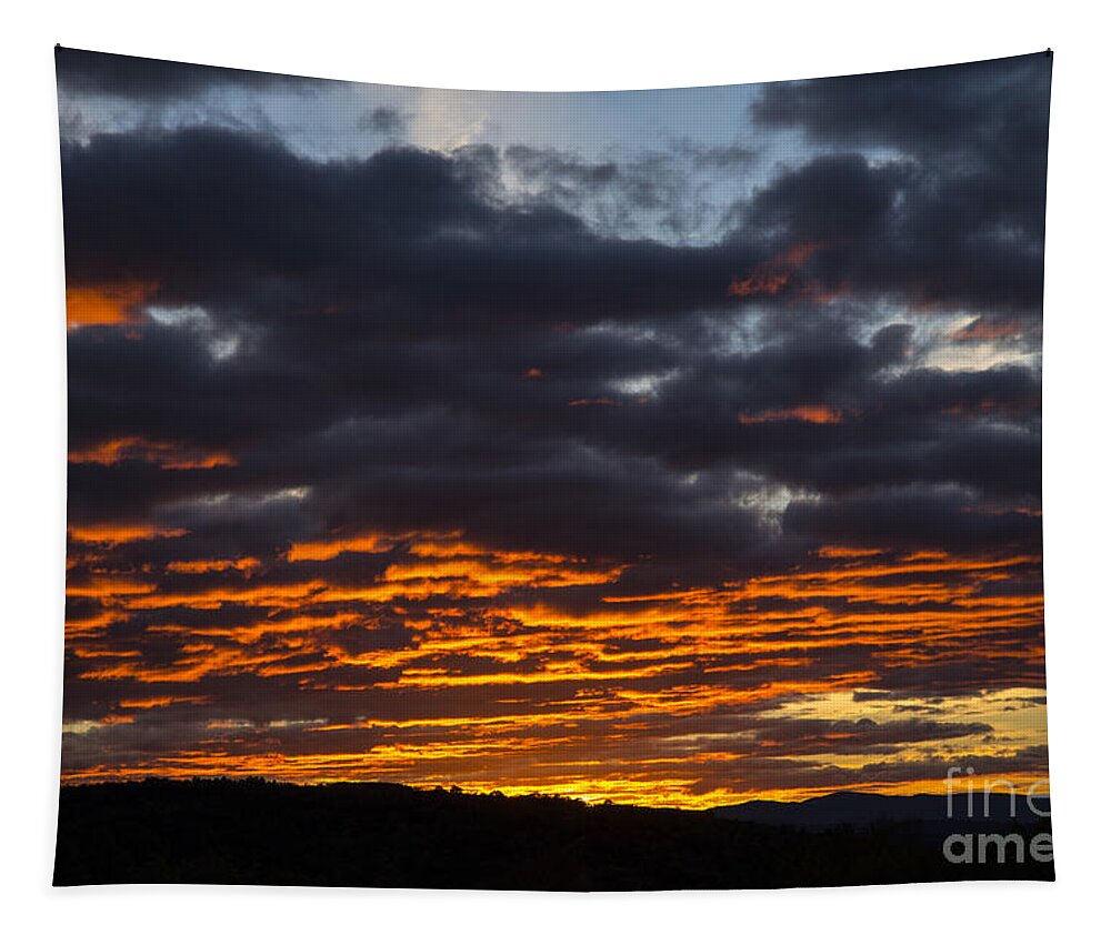 Sky Tapestry featuring the photograph Bright Orange Clouds by Alana Ranney