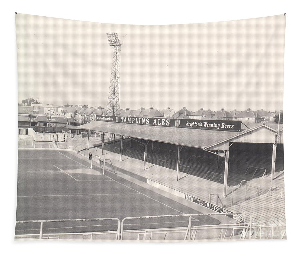  Tapestry featuring the photograph Brighton - Goldstone Ground - North Stand - 1960s by Legendary Football Grounds
