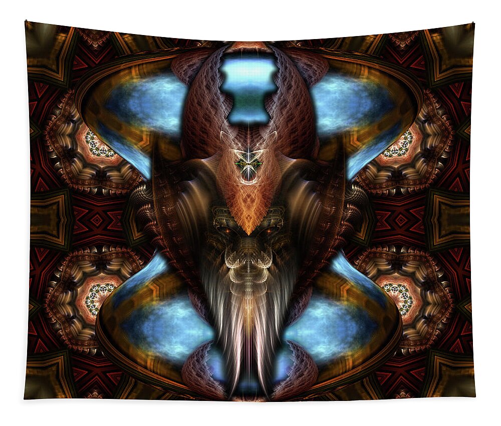 Warrior Tapestry featuring the digital art Brimitin Warrior Blue Destiny by Rolando Burbon