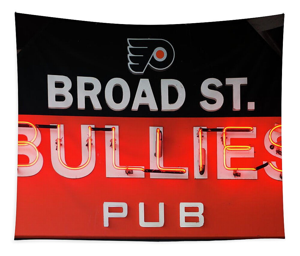 Broad Tapestry featuring the photograph Broad Street Bullies Sign by Bill Cannon