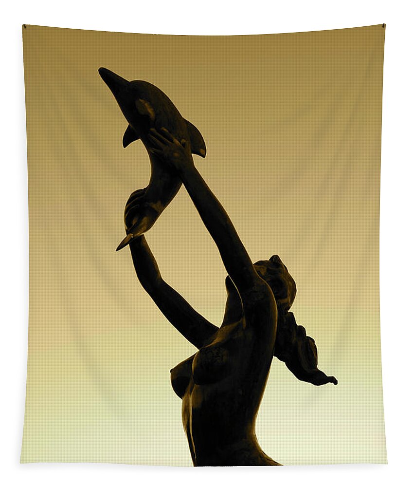 La Paz Tapestry featuring the photograph Bronze Mermaid by Becqi Sherman