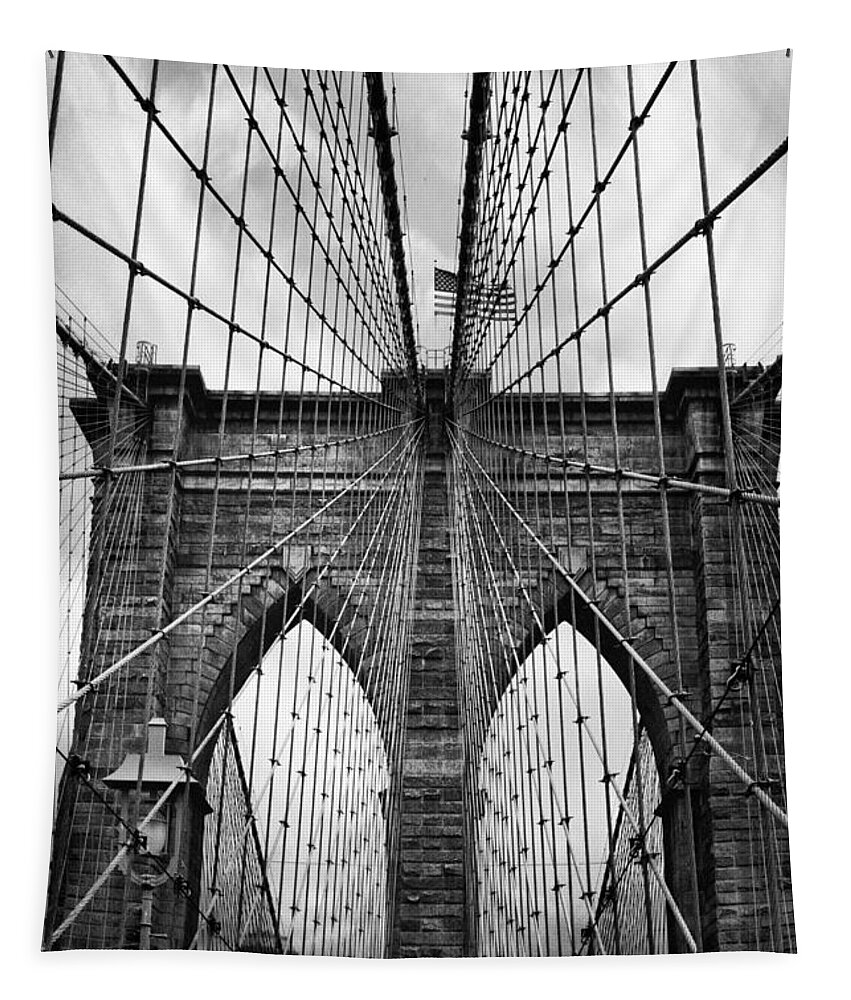 Bridge Tapestry featuring the photograph Brooklyn Bridge Mood by Jessica Jenney